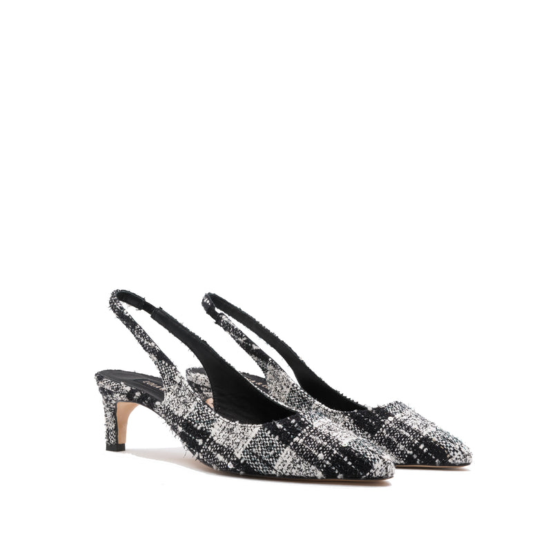 MELANIA CHECK PATERN SLINGBACK PUMPS L